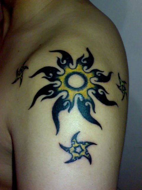 James - Sun and stars: real inked placement tattoo photo thumbnail