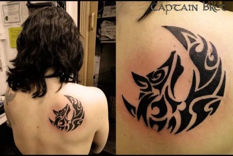 Captain Bret - Wolf moon: real inked placement tattoo photo thumbnail