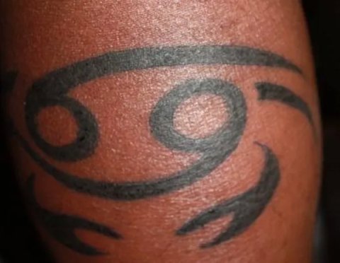 Bryant - Cancer sign: real inked placement tattoo photo thumbnail