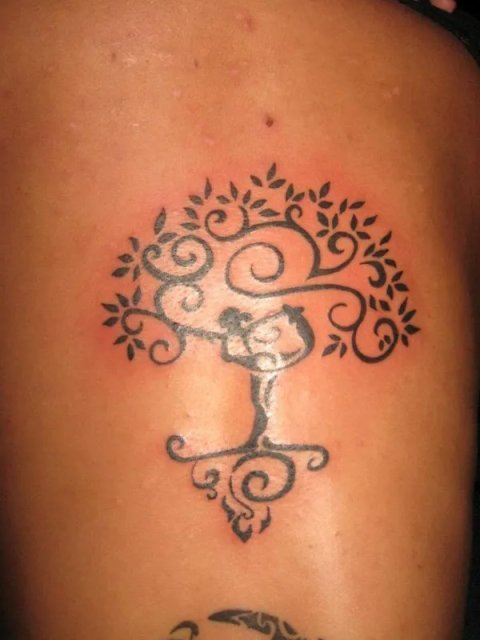 Chantal - Yoga tree: real inked placement tattoo photo thumbnail