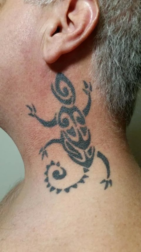 Charles - Small gecko: real inked placement tattoo photo thumbnail