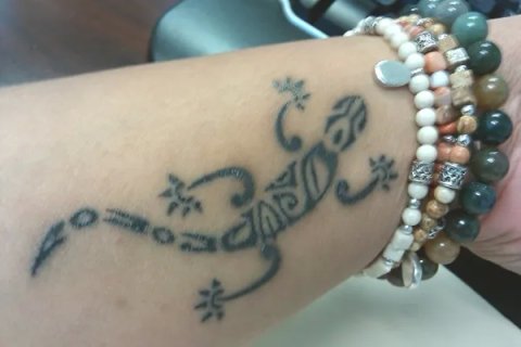 Cheryl - Lucky lizard: real inked placement tattoo photo thumbnail