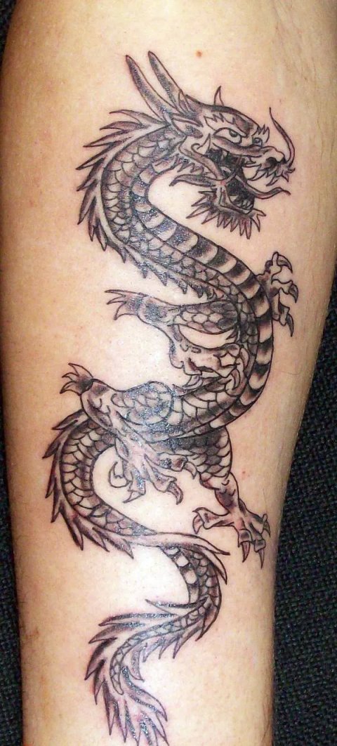 Tiki Tattoo - Chinese Dragon: real inked placement tattoo photo thumbnail