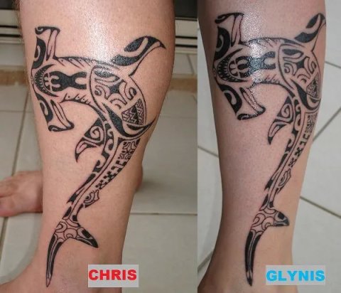 Chris & Glynis - Hammerheads: real inked placement tattoo photo thumbnail