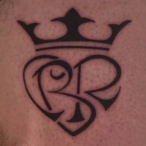 Christian - C+B+R heart: real inked placement tattoo photo thumbnail