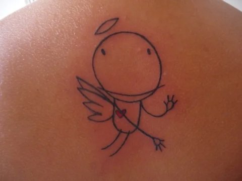 Domenica - Stylized angel: real inked placement tattoo photo thumbnail