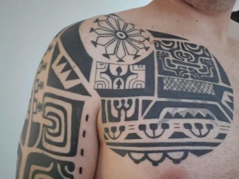 Eduardo - Marquesan coverup: real inked placement tattoo photo thumbnail