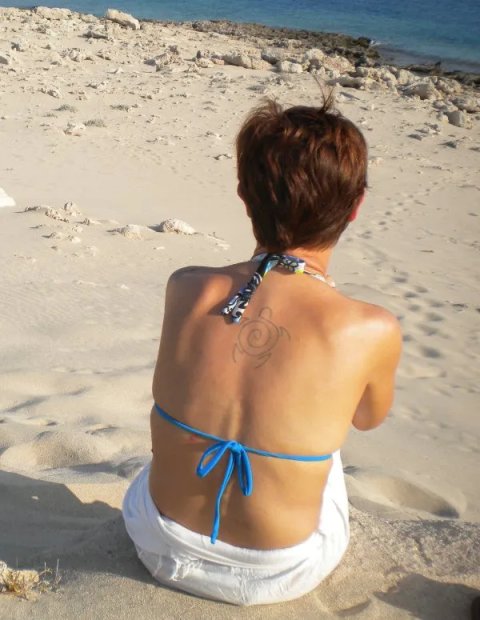 Elisa - Spiral turtle: real inked placement tattoo photo thumbnail