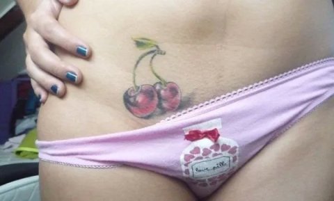 Ella - Cherries: real inked placement tattoo photo thumbnail