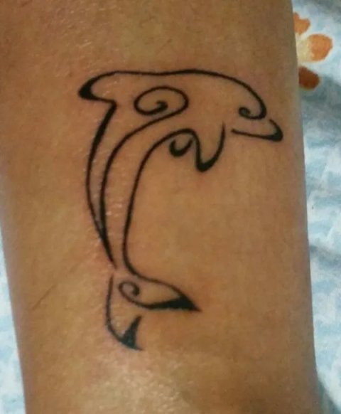 Enna  - stylized dolphin: real inked placement tattoo photo thumbnail