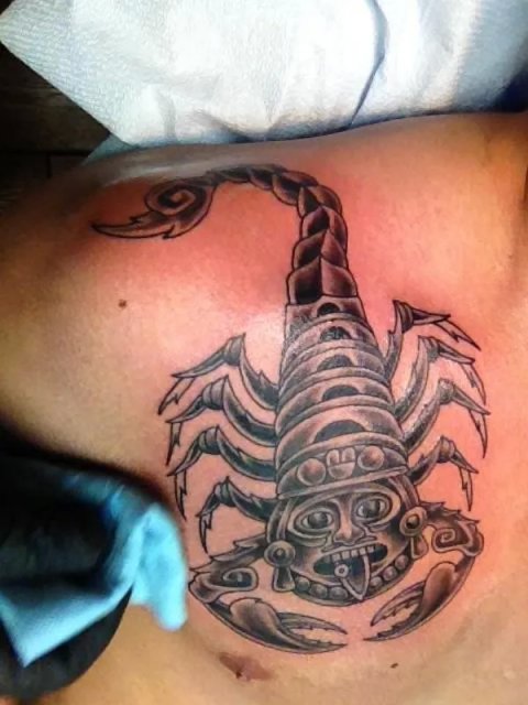 Erick - Aztec scorpion: real inked placement tattoo photo thumbnail