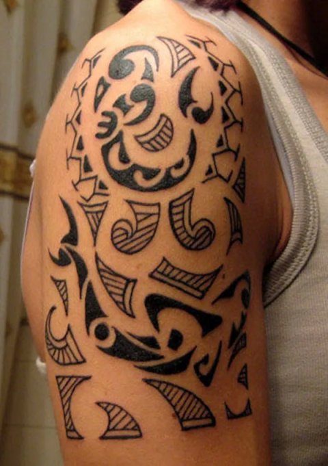 Evi - Polynesian: real inked placement tattoo photo thumbnail