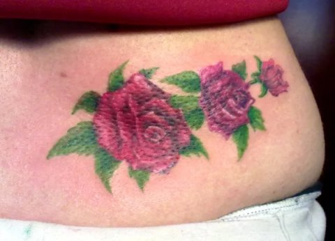 Evil Zone - Red roses: real inked placement tattoo photo thumbnail