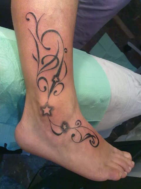 Evilzone - Swirly stars: real inked placement tattoo photo thumbnail