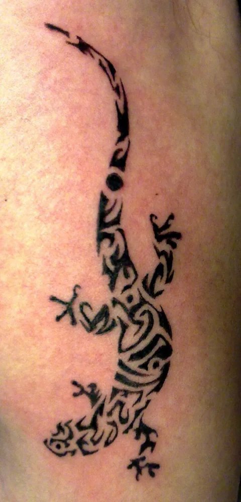 Evilzone - Tribal gecko: real inked placement tattoo photo thumbnail