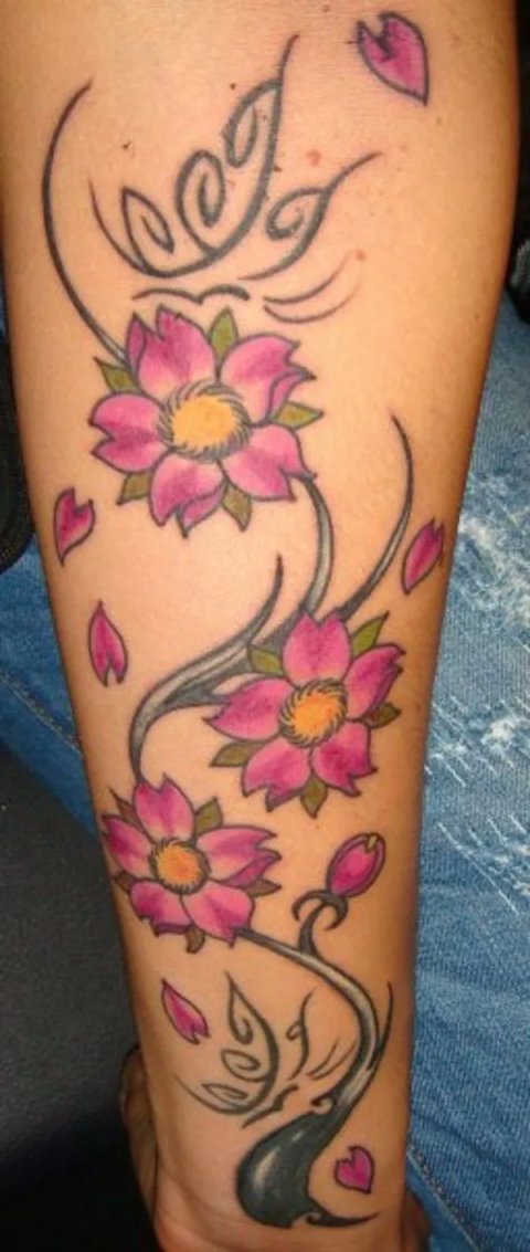 Francesca - Butterfly cherry blossoms: real inked placement tattoo photo thumbnail