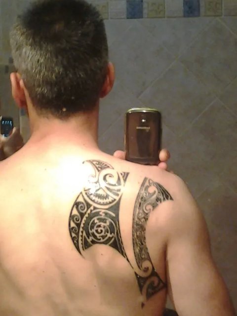 Gabriele - Maori style: real inked placement tattoo photo thumbnail