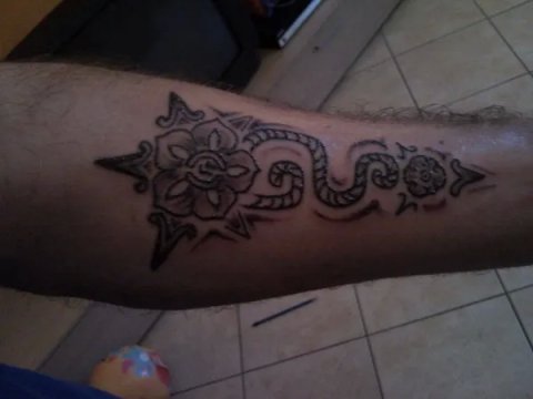 Giuliano - Aztec flower: real inked placement tattoo photo thumbnail