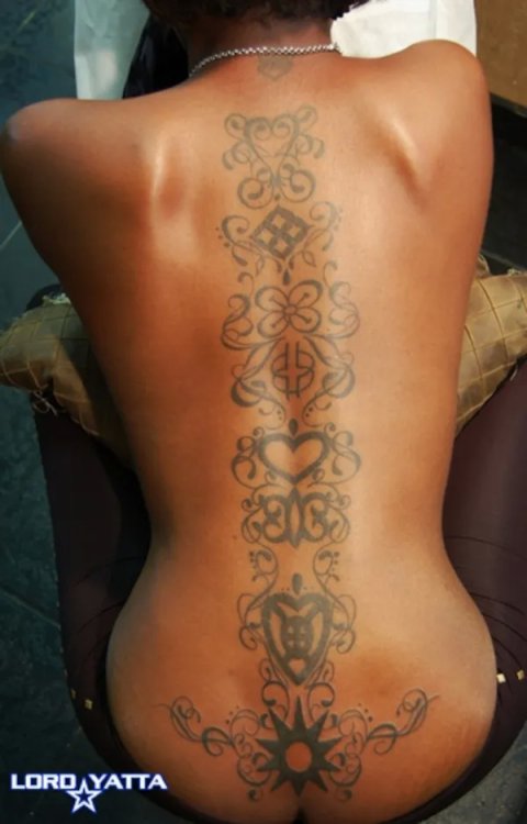 Guest - Adinkra backbone: real inked placement tattoo photo thumbnail
