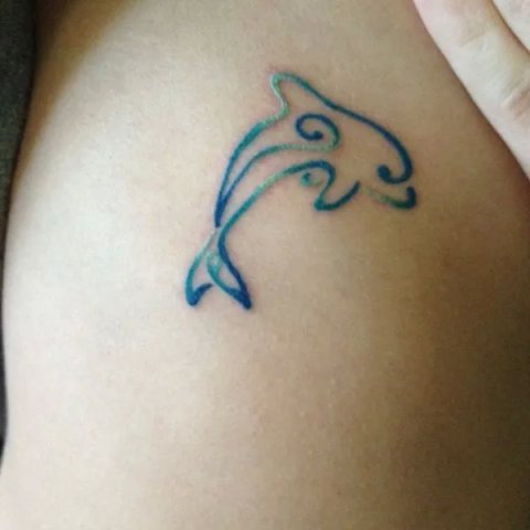 Guest - stylized dolphin: real inked placement tattoo photo thumbnail