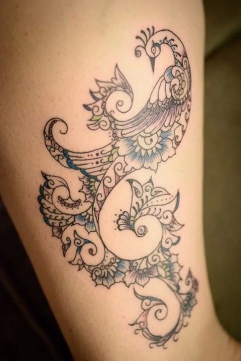 Guest - mehndi peacock: real inked placement tattoo photo thumbnail
