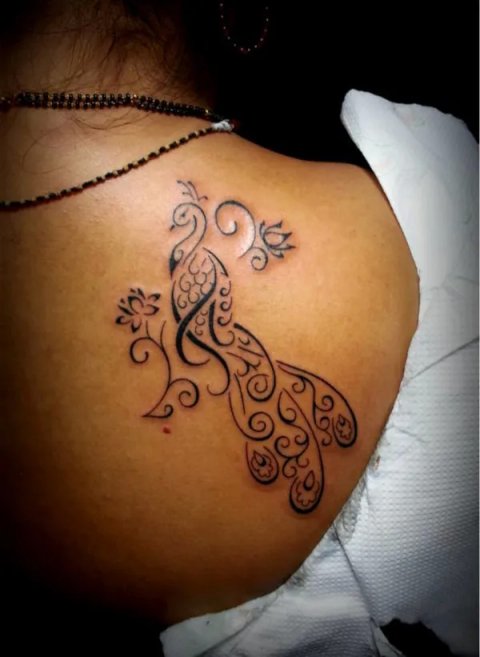 Guest - peacock lotus: real inked placement tattoo photo thumbnail