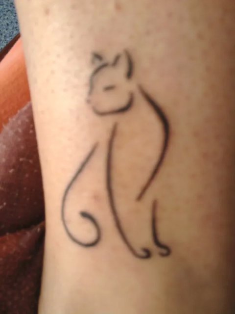 Jade - Stylized cat: real inked placement tattoo photo thumbnail