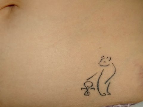 Janske - Cat + E-Ankh: real inked placement tattoo photo thumbnail