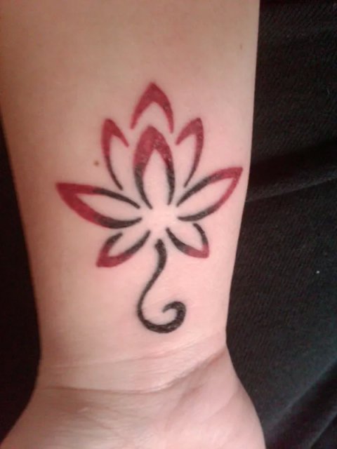 Jeri - Lotus flower: real inked placement tattoo photo thumbnail