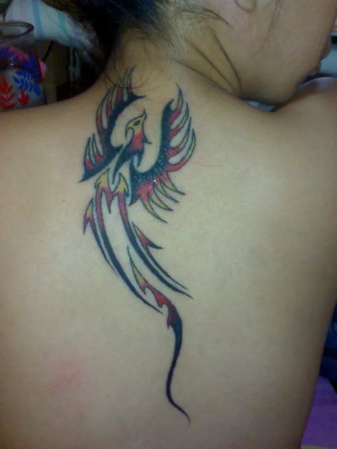 Jo Anne - Phoenix rising above: real inked placement tattoo photo thumbnail