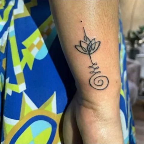 Joana - lotus unalome: real inked placement tattoo photo thumbnail