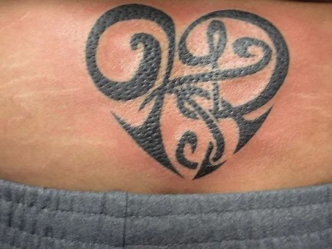 Kalie - K+R heart: real inked placement tattoo photo thumbnail