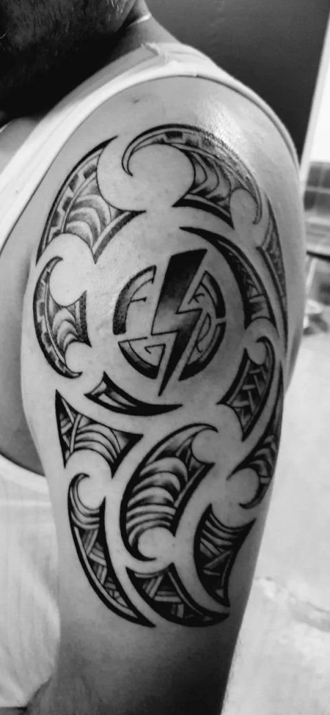 Kalpesh - Maori inspired: real inked placement tattoo photo thumbnail