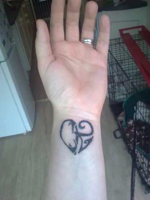 Kate - C+K heart: real inked placement tattoo photo thumbnail