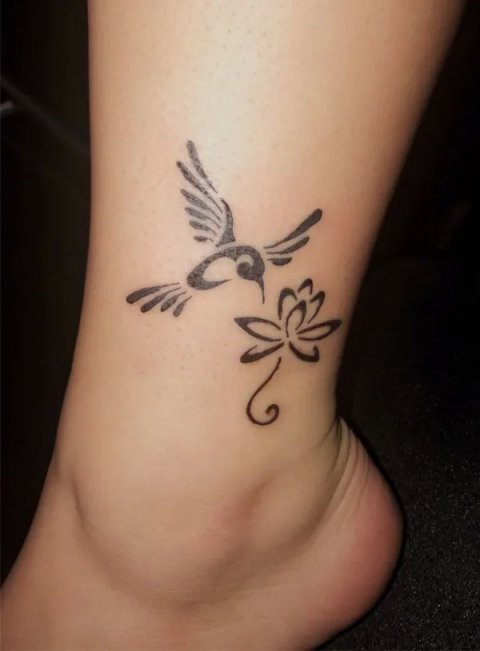 Kayla - hummingbird lotus: real inked placement tattoo photo thumbnail