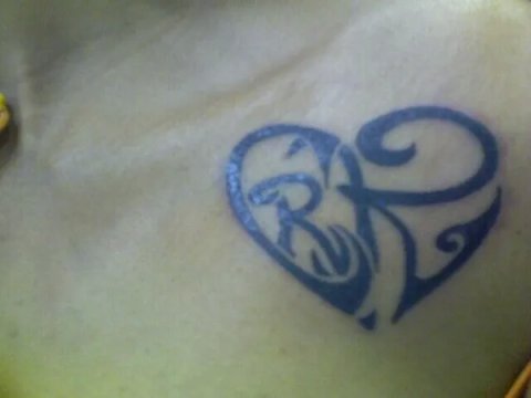 Kelly C+R+K heart: real inked placement tattoo photo thumbnail