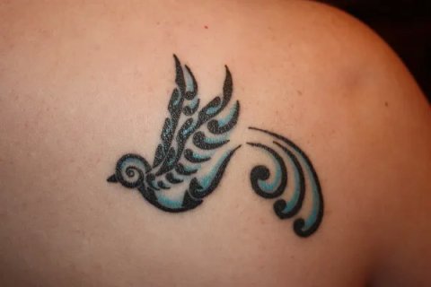 Kelli - Swallow: real inked placement tattoo photo thumbnail