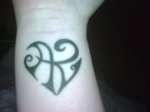 Kirsty - A+K heart: real inked placement tattoo photo thumbnail