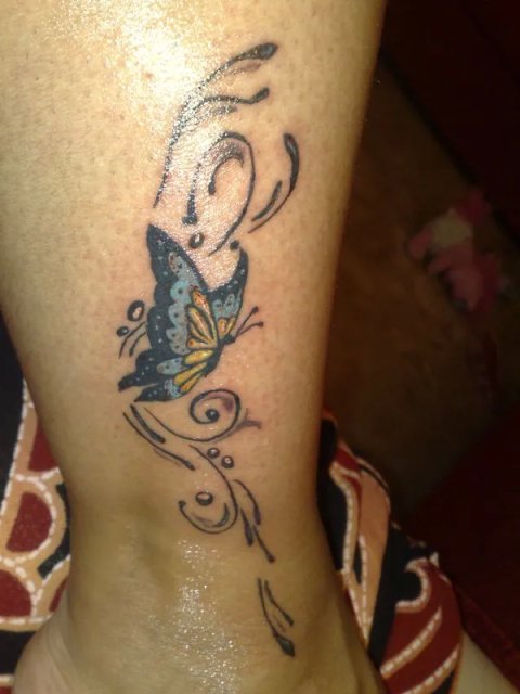 Tattoo H2O - Butterfly: real inked placement tattoo photo thumbnail