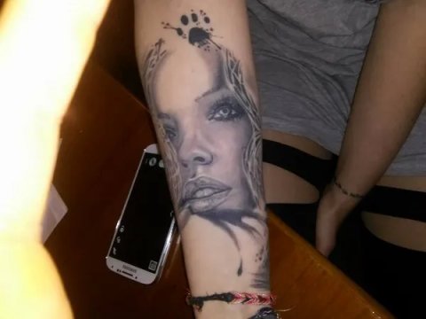 Laura - portrait: real inked placement tattoo photo thumbnail