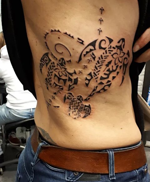 Lorette - Honu e toru: real inked placement tattoo photo thumbnail