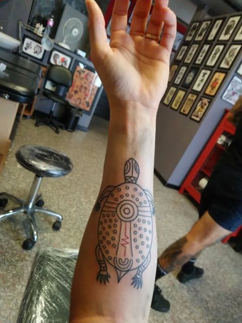 Luca - Aboriginal turtle: real inked placement tattoo photo thumbnail