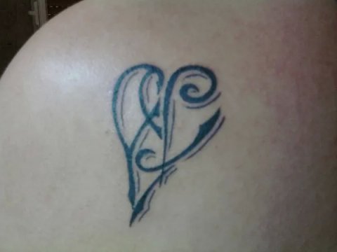 Lucia - A+L heart: real inked placement tattoo photo thumbnail