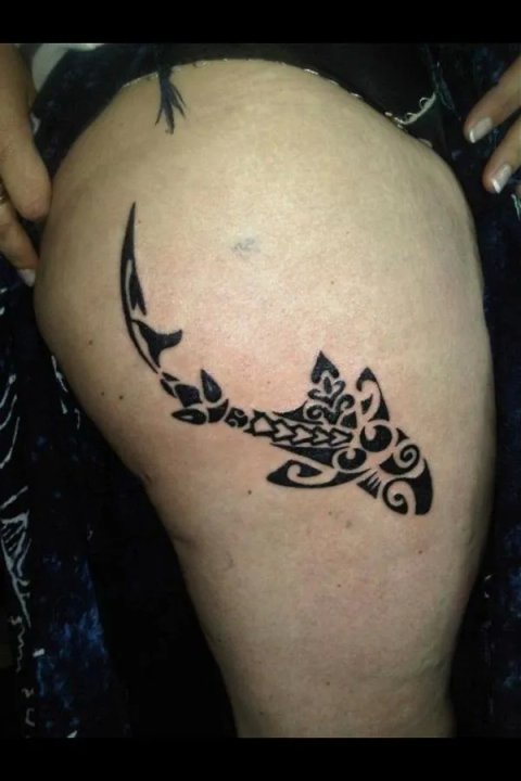 Lucy - mixed shark: real inked placement tattoo photo thumbnail