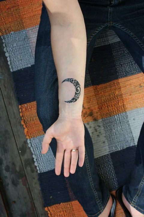 Madara - Maori moon: real inked placement tattoo photo thumbnail