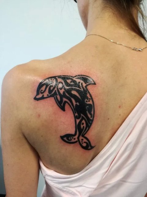 Mamu - Tribal dolphin: real inked placement tattoo photo thumbnail