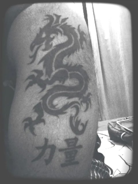 Manoj - Tribal Dragon: real inked placement tattoo photo thumbnail