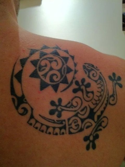 Marco - Gecko spiral sun: real inked placement tattoo photo thumbnail