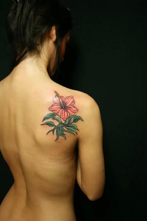 Maria - Hibiscus: real inked placement tattoo photo thumbnail
