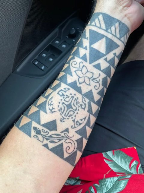 Mate - Polynesian forearm: real inked placement tattoo photo thumbnail